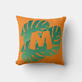 トロピカルグリーンモンステラ葉 クッション