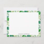 トロピカルグリーンモンステラ離れパームサファリジャングル ノートカード (正面)
