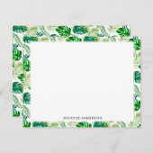 トロピカルグリーンモンステラ離れパームサファリジャングル ノートカード (正面/裏面)