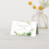 トロピカルグリーンモンステ葉ラウェディングレセプションP プレイスカード (裏面)