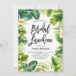 トロピカルグリーンリーとプルメリアブライダル昼食会 招待状