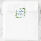 トロピカルグリーンリーアロハビーチ結婚式サンキューユナイテッド スクエアシール (バッグ)