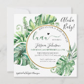 トロピカルグリーンリーアロハルアウ(ハワイ式宴会)ベビーシャワー編集可能 招待状 (正面)
