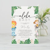 トロピカルグリーンリーサファリベイビーシャワー招待状 招待状 (スタンド正面)