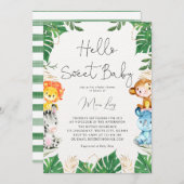 トロピカルグリーンリーサファリベイビーシャワー招待状 招待状 (正面/裏面)