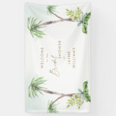 トロピカルグリーンリーシーガラスブライダルシャワーバナー 横断幕 (縦)