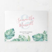 トロピカルグリーンリートリフォールド結婚式招待状 三つ折り招待状 (カバー)