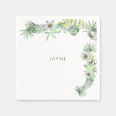 トロピカルグリーンリービーチイブライダルシャワー スタンダードカクテルナプキン (正面)