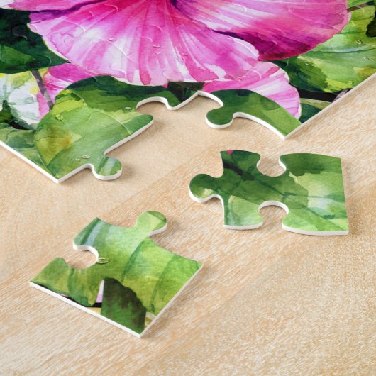 トロピカルグリーンリーピンクイエローボホフローラ ジグソーパズル (側面)