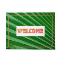 トロピカルグリーンリーフウェルカムドアマット