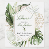 トロピカルグリーンリーフローラワインボトルラベル ワインラベル (シングルラベル)