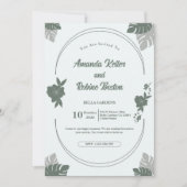 トロピカルグリーンリーフ結婚式招待状 招待状 (正面)