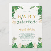 トロピカルグリーンリーベビーシャワー招待状 招待状 (正面/裏面)