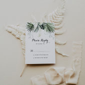トロピカルグリーンリーホワイトフローラウェディングRSVP 出欠カード