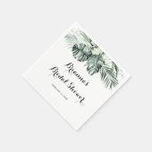 トロピカルグリーンリーホワイトフローラブライダルシャワー スタンダードカクテルナプキン (角)