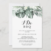 トロピカルグリーンリーホワイトI do BBQ婚約パーティ 招待状 (正面)