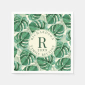 トロピカルグリーンリーモンステラファミリー懇親会パーティー スタンダードカクテルナプキン (正面)