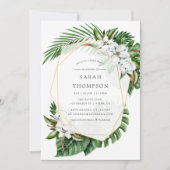 トロピカルグリーンリー幾何ブライダルシャワー招待状 招待状 (正面)