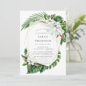 トロピカルグリーンリー幾何ブライダルシャワー招待状 招待状 (スタンド正面)