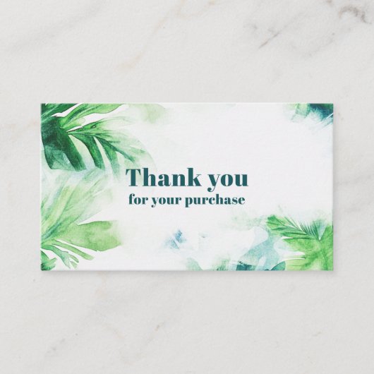トロピカルグリーンリー植物体ありがとう エンクロージャーカード (正面)
