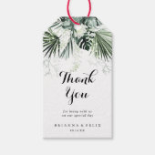 トロピカルグリーンリー白フローラ結婚ズ・サンキュー ギフトタグ (正面)