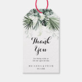 トロピカルグリーンリー白フローラ結婚ズ・サンキュー ギフトタグ (正面)