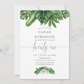 トロピカルグリーンリー21歳の誕生日パーティの招待状 招待状 (正面)