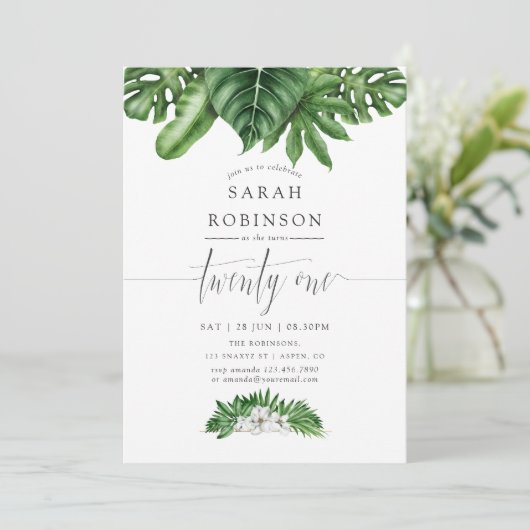 トロピカルグリーンリー21歳の誕生日パーティの招待状 招待状 (スタンド正面)