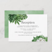 トロピカルグリーン幾何学ウェディングレセプション エンクロージャーカード (正面/裏面)