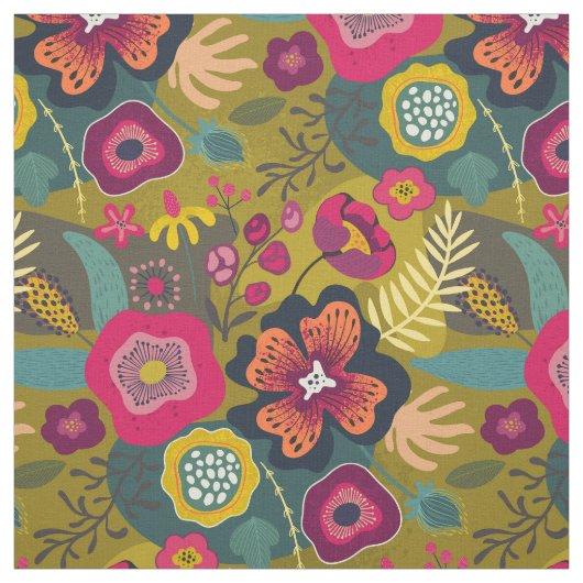 トロピカルグリーン抽象芸術フローラ ファブリック (見本)