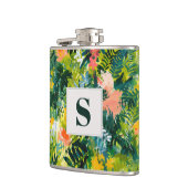 トロピカルグリーン抽象芸術モノグラムの植物 フラスク (左)