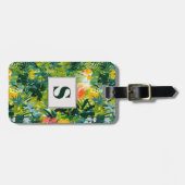 トロピカルグリーン抽象芸術モノグラムの植物 ラゲッジタグ (正面横)