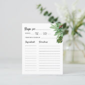 トロピカルグリーン植物性ブライダルシャワーレシピカード (スタンド正面)