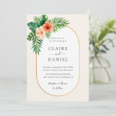 トロピカルグリーン楕円フレーム結婚式 招待状 (スタンド正面)