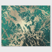 トロピカルグリーン溶融金ゴールド大理石光沢メタリック ラッピングペーパー (フラット)