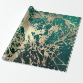 トロピカルグリーン溶融金ゴールド大理石光沢メタリック ラッピングペーパー (アンロールド)