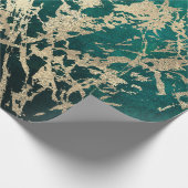 トロピカルグリーン溶融金ゴールド大理石光沢メタリック ラッピングペーパー (角)