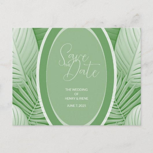 トロピカルグリーン結婚の発表葉書 案内ポストカード (正面)