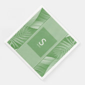 トロピカルグリーン結婚ズモノグラム紙ナプキン (コーナー)