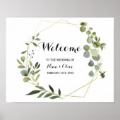 トロピカルグリーン葉のウェルカム結婚ズ ポスター (正面)