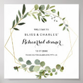 トロピカルグリーン葉のリハーサルディナーウェルカム ポスター (正面)