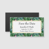 トロピカルグリーン葉ウェディングの日付を保存 (正面/裏面)