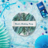 トロピカルグリーン葉ティール（緑がかった色）スエレガントホワイト結婚ズ ペーパープレート (パーティー)