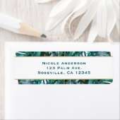 トロピカルグリーン葉ティール（緑がかった色）スエレガントホワイト結婚ズ ラベル (インサイチュ)