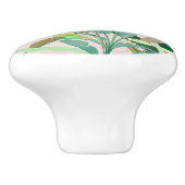 トロピカルグリーン葉バナナピンク模様 セラミックノブ (側面)