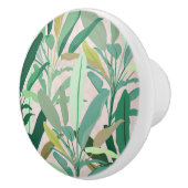 トロピカルグリーン葉バナナピンク模様 セラミックノブ (右)