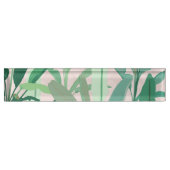 トロピカルグリーン葉バナナピンク模様 デスクネームプレート (正面)