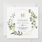 トロピカルグリーン葉パーティー40th誕生日 招待状 (正面)