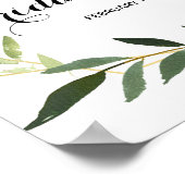 トロピカルグリーン葉ブライダルシャワー歓迎 ポスター (角)