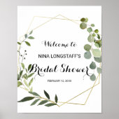 トロピカルグリーン葉ブライダルシャワー歓迎 ポスター (正面)